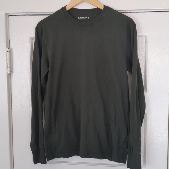 American Giant Long Sleeve Shirt Small Forest Green Crew Neck - Picture 1 of 10